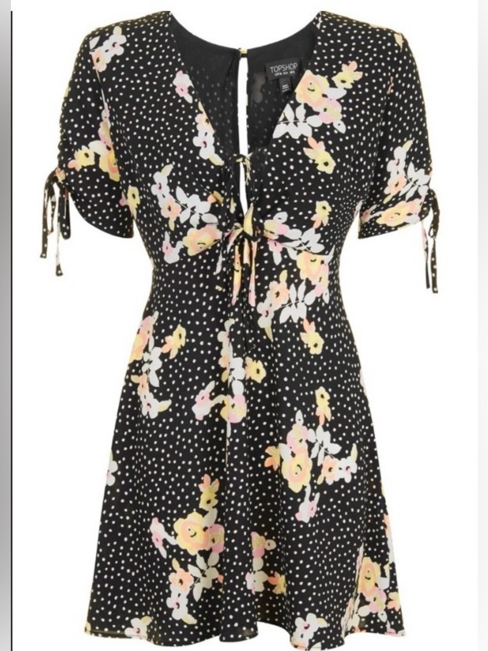 Topshop Polkadot Floral Tie Dress